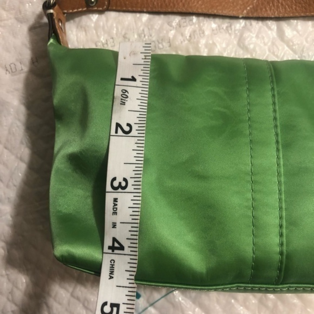 Coach vintage y2k green satin mini bag leather trim - Picture 5 of 13